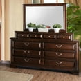 thumbnail image 4 of Transitional 4pc Set Brown Cherry Bedroom Furniture Queen Size Bed Dresser Mirror Nightstand Storage Bed Wood Inlay Design, 4 of 8