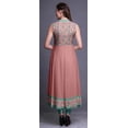 thumbnail image 4 of Bimba Pink Salmon Folk Art Indian Long Kurti For Women Party Wear Printed Sleeveless Anarkali Kurti Dress Small, 4 of 6