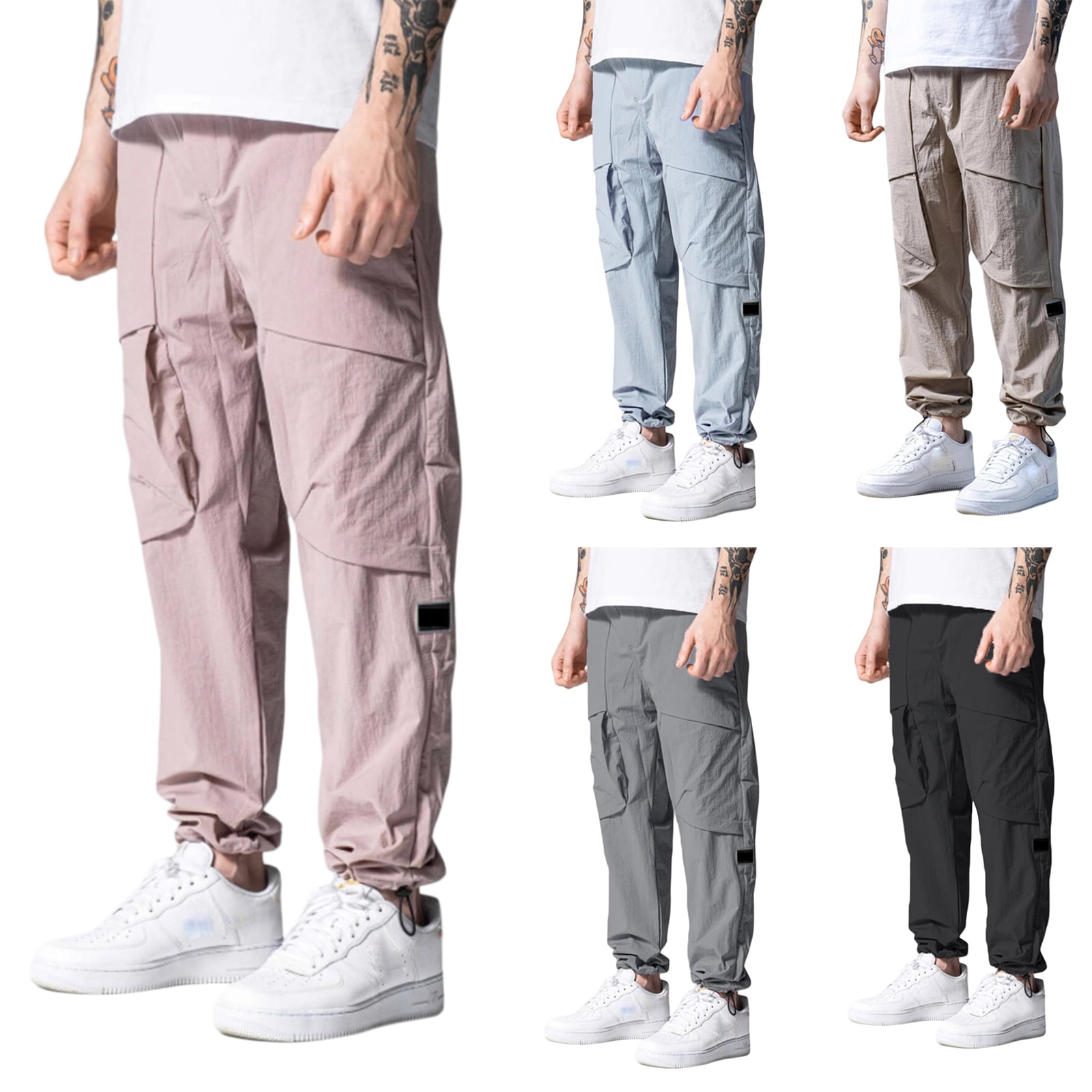 Wangscanis Men Loose Cargo Pants, Adults Casual Style Trousers with ...
