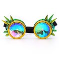 thumbnail image 1 of C.F.GOGGLE Rivet Kaleidoscope Rave Rainbow Crystal Lenses Steampunk Goggles, Black/ Copper/ Brass, 1 of 3