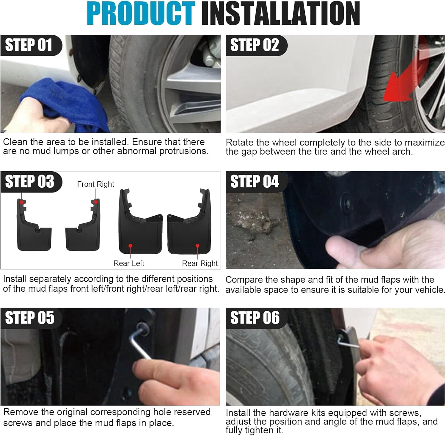Mud Flaps for 2011-2016 Ford F250 F350 F450 F550 Super Duty with  Flares Accessories, Mudguards Upgraded All Weather Wheel Splash Guards Mud Guards Exteriores Body Kit, Front & Rear 4pcs