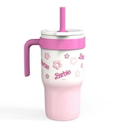 Zak Designs 18oz Barbie Kids Straw Handle Tumbler, Stainless Steel Vacuum Insulated Cruiser Tumbler with Silicone Straw Utilizing Leak-Proof Valve, Travel Straw Tumbler with Handle