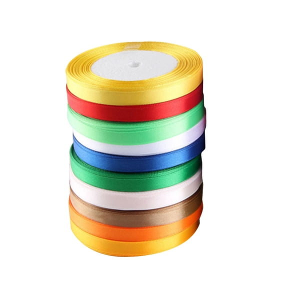 Cintas de envoltura de regalo de 10 piezas Cintas de poliéster de satén de seda Cinta decorativa para decoraciones de banquetes de boda Tarjeta artesanal de bricolaje (colores aleatorios)