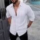 thumbnail image 1 of pstuiky manga larga de hombre, Camisa tipo cárdigan de manga larga con solapa y botones de color liso para hombre tops de invierno para hombre l, 1 of 9