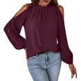 thumbnail image 1 of Blusa de manga larga de último diseño para mujer - Top holgado de color liso, camisa informal de moda, 1 of 7