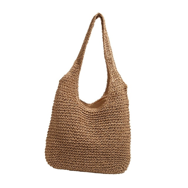 Bolso respirable tejido de la bolsa de asas de la playa para las compras del trabajo al aire libre del regalo de cumpleaños Marrón