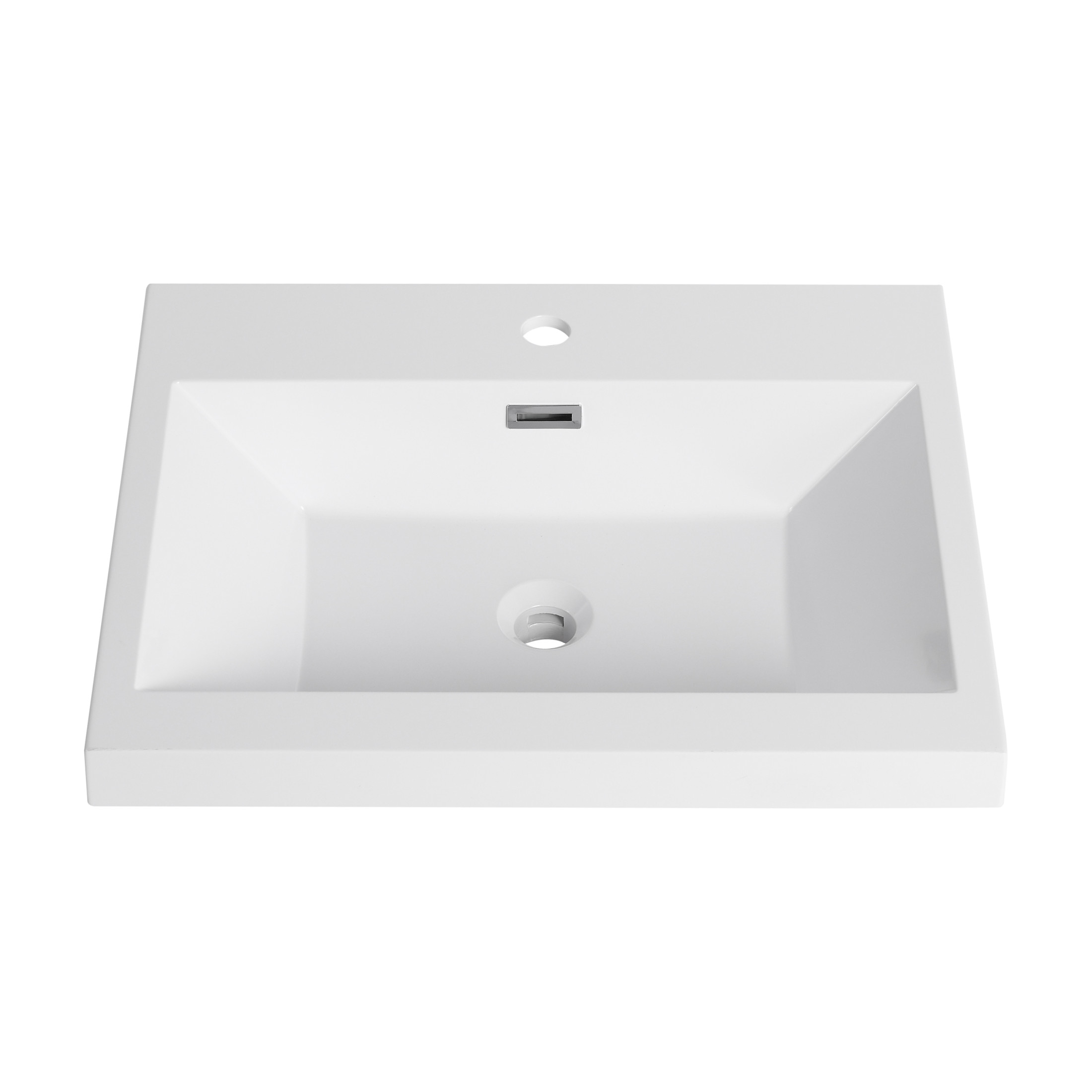 Noble House 24" Resin Bathroom Vanity Top Sink, Modern Integrated Basin, Easy-Clean, Scratch-Resistant, Glossy White