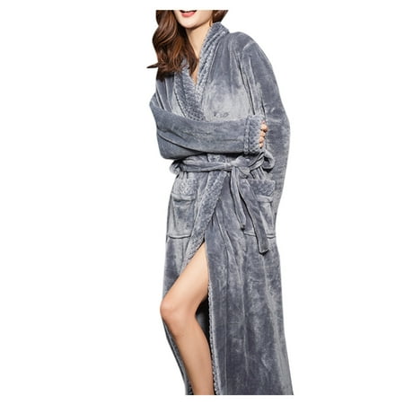 

Soighxzc Long Bathrobes For Women Lightweight Soft Nightgown Elegant Sleepwear Warm Winter Pajamas X Large Grey