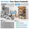 thumbnail image 5 of SUNALLY Stackable Metal Wire Baskets for Pantry Organizer, 4-Pack Kitchen Countertop Storage Potato Onion Vegetable Fruit Basket, Freezer Organizer Bins with Handle, Black, 5 of 7