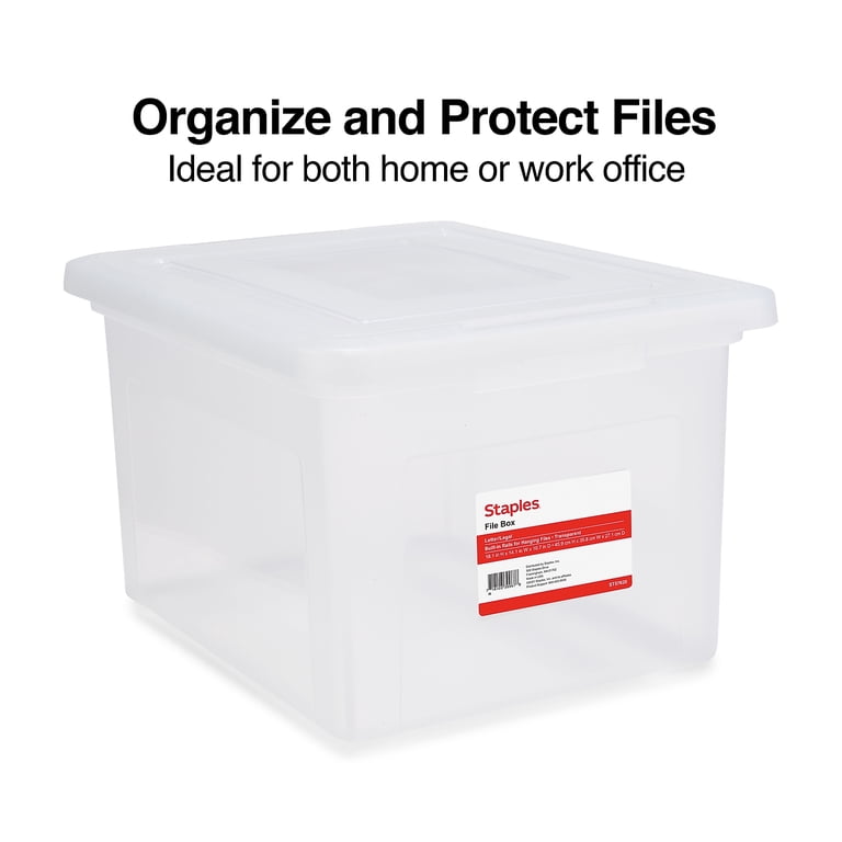 Staples Plastic Hanging File Storage Box, Clear, Stackable photo 2
