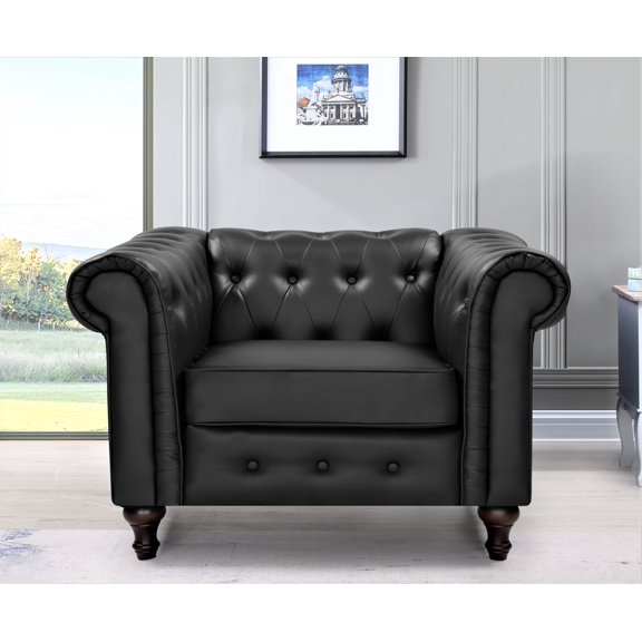 US Pride Furniture Oriskany Chesterfield Faux Leather Chair