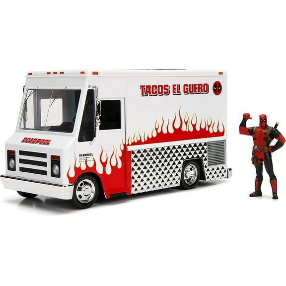 Marvel Deadpool & Taco Truck Die-cast Car, 1:24 Scale Vehicle, 2.75Collectible Figurine
