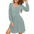 thumbnail image 4 of UVN Dresses for Women Fall Long Sleeve Square Neck Dress Boho Floral Print Midi Dresses with Pockets, 4 of 11