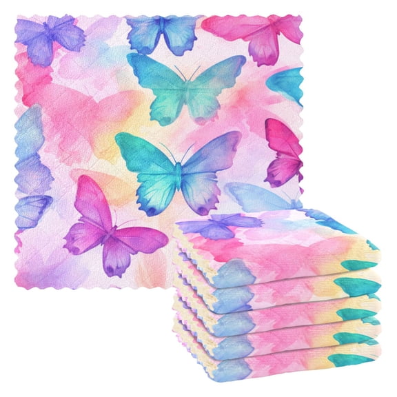 6 Packs Gorgeous Butterfly Kitchen Dish Towels Soft Absorbent Dish Cloths 11"x11"