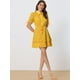 thumbnail image 2 of Vestido A Capas De Gasa Con Cordón Floral Cuello Peter Pan Para Mujer Amarillo XL, 2 of 5