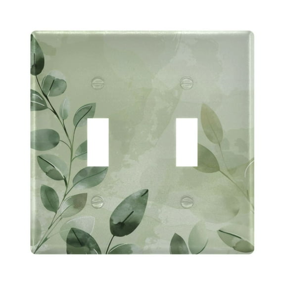 Switch Panel 4.48x4.56In Switch Plate Wall Panel Living Room Kitchen Bedroom Study Switch Panel Stylish Decoration Green Leaf