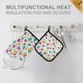 thumbnail image 4 of Yayeee Oven Mitts and Pot Holder Set of 2 Heat Resistant Kitchen Gloves Baking Hot Pad, Beige Retro Pattern, 4 of 5