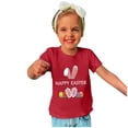 thumbnail image 2 of Penkiiy T-Shirts de Pâques pour Enfants Garçons Filles Mode Mignon Oreilles de Lapin de Pâques Œufs de Pâques Imprimé Col Rond Manches Courtes 4 Ans Rouge, 2 of 4