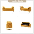 thumbnail image 5 of Upholstered Flip-Top Storage Bench Button Tufted with Pillows Golden Base for Home Bedroom Yellow, 5 of 7