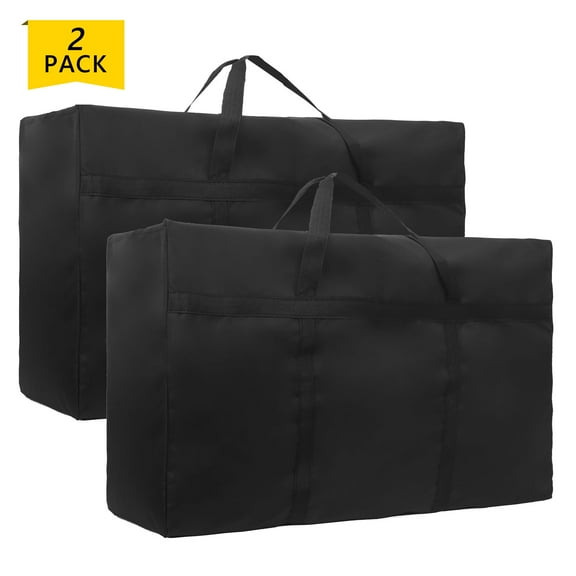 Semfri 2pack Extra Large Moving Bag 110L Travel Luggage Bag Foldable Waterproof Storage Bag Double Zipper and Strong Handle Moving Available Black