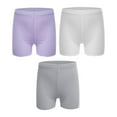 thumbnail image 2 of YONGHS 3 Pack Kids Girls Dance Shorts Safety Breathable Bike Shorts Undershorts for Dance Underdress Gray&White&Purple 3-4, 2 of 5