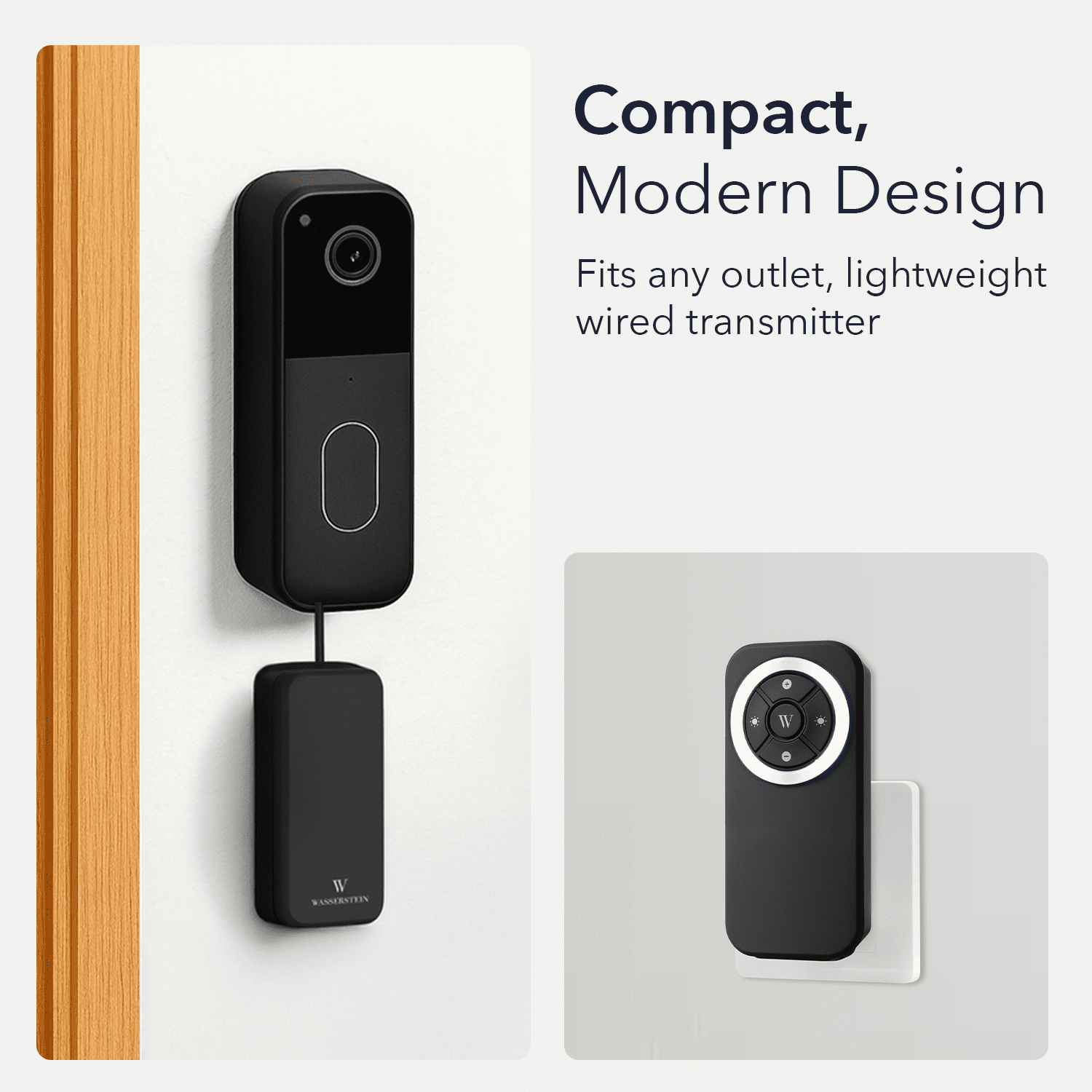 Wasserstein Doorbell Chime Compatible with Blink Video Doorbell (1st Gen & 2nd Gen) - Complete Blink Doorbell Chime Kit - Wired Transmitter with Doorbell Receiver (1-Pack, Black)