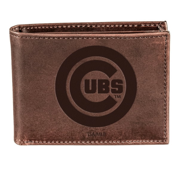 Brown Chicago Cubs Bi-Fold Leather Wallet