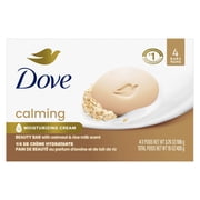 Dove Beauty Bar Soap For Calm, Replenished Skin, Calming Oatmeal & Rice Milk, Tranquil and Hydrated Skin, 3.75 oz 4 Pack