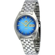 Orient FAB0000AL Men's 3 Star Stainless Steel Day Date Blue Dial Automatic Watch