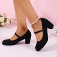 thumbnail image 6 of Miluxas Women's Mary Jane Pumps, Block Heel, Round Toe, Ankle Strap with Buckle, office Dress Shoes Black 8.5(41), 6 of 9