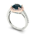 thumbnail image 2 of Clara Pucci 14K White/Rose Gold Solid Gold LondonBlueTopaz Solitaire with Accents Anniversary Ring for Women - 1.86 cttw Round Cut, 2 of 8