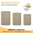 thumbnail image 3 of GPED Nonstick Carbon Steel Baking Sheet Set, 3-Piece Stackable Cookie Sheet Bakeware Set, 19/17/15 inch, Carbon Steel BPA Free Cooking and Baking Trays for Cakes and Cookies, Oven Safe (450°F), Gold, 3 of 7