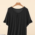 thumbnail image 5 of Asxite Womens Pajamas Solid Crew Neck Short Sleeve Ruffle Hem Rayon Nightgown Loose, 5 of 5