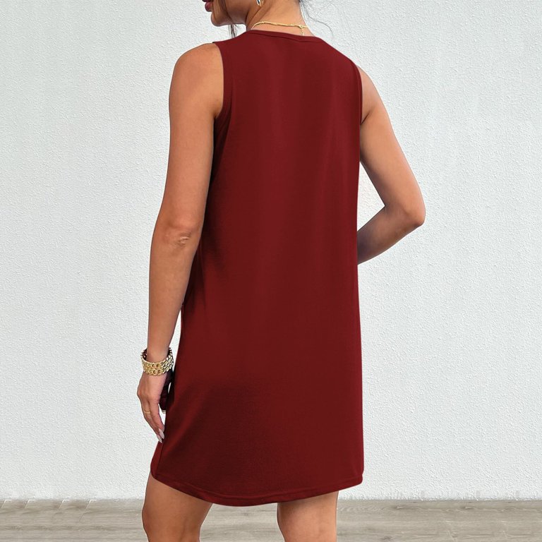 Womens Sleeveless Mini Tank Dress Casual Workout Sport Tennis Athletic With  2 Pockets Dress Long Sleeve Casual Dress Comfy Summer Dresses Ladies Dress  Summer Long Dress for Women Casual Fit An Flare -