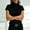 Black, variant on Morttic Women's Elegant Solid Color High Neck Short Sleeve Top – Slim Fit Ruched Waist, Pleated Layered Detail For Work Wear White,M