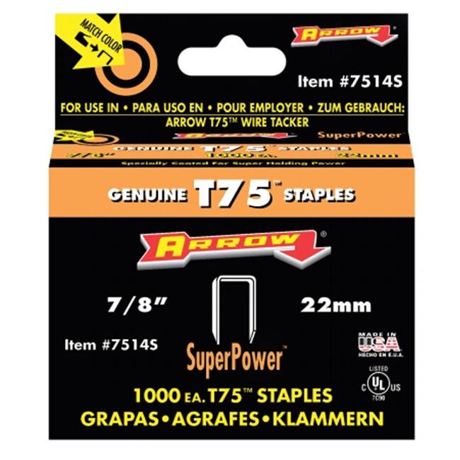 Arrow Fastener Co. .88in. T75 Staples 7514S