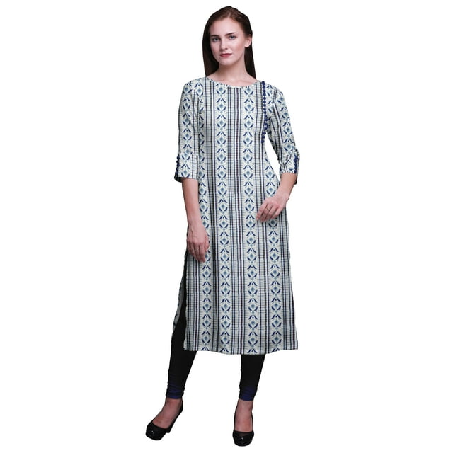 Bimba Tunique Droite à Manches 3/4, Hauts Imprimés, Kurta, Tenue d'Été pour Femmes