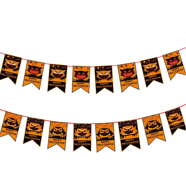 Happy Halloween Banner Decoraciones para Fiestas de Halloween Bandera Colgante para Tirar, para Chimenea de Casas Encantadas