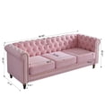 thumbnail image 4 of 3 Seater Chesterfield Button Tufted Velvet Sofa, Wide Upholstered Couch with Rolled Arms Removable Cushions Metal Legs for Living Room Office Apartment, 4 of 11