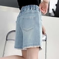 thumbnail image 6 of Big Girls Denim Shorts, Wide Leg, Elastic Waist, Pull on, Jean Shorts with Pockets Light Blue 12 Years, 6 of 9