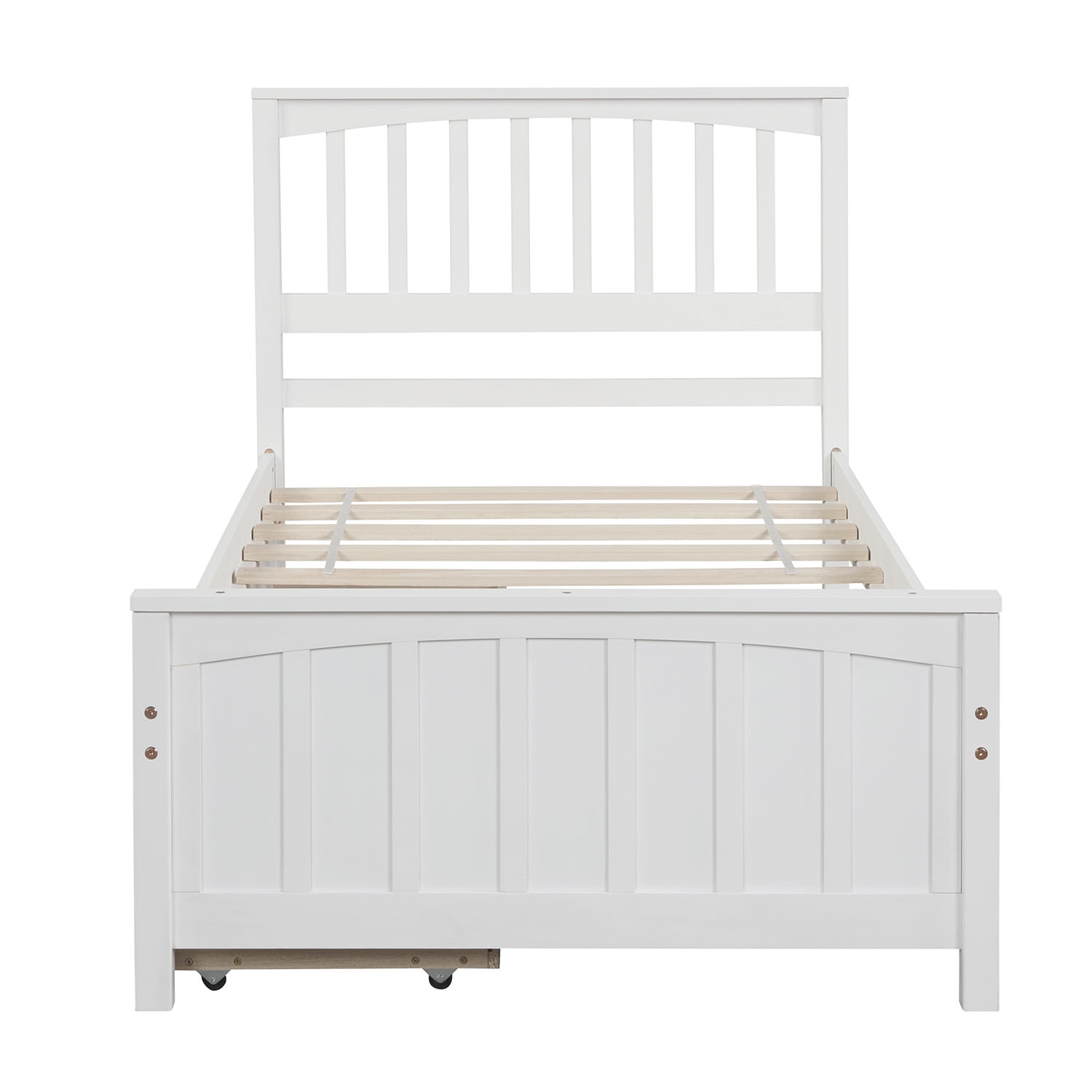 Holaki Wood Twin Size Bed with Storage Drawers for Kids, White