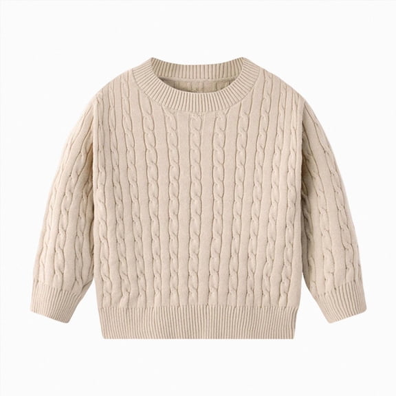 Toddler Boys Cable Knit Crewneck Sweater,Textured Long Sleeve Pullover,Cozy Winter Top 6-7 Years