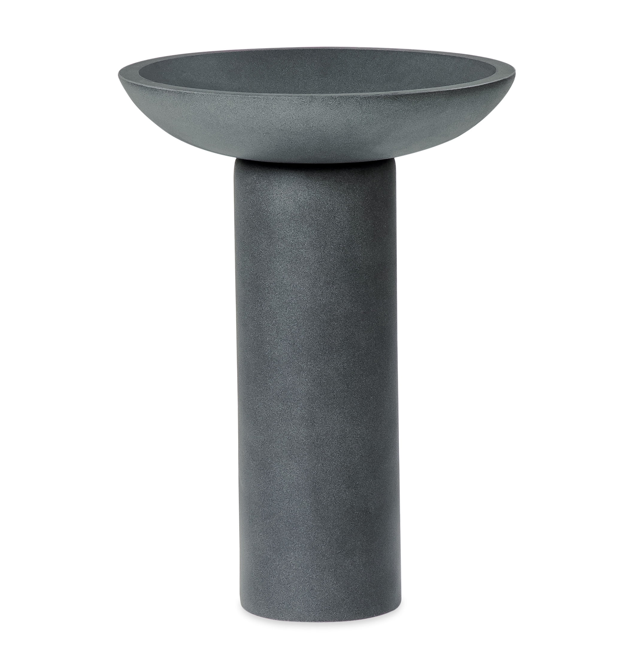 Christopher Knight Home 26" Outdoor Pedestal Bird Bath for Patio Garden, Polyresin Stone Look, Gray