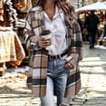 thumbnail image 3 of Perfectbot Women's Long Plaid Flannel Shacket Wool Blend Long Sleeve Casual Fall Jacket, 3 of 7