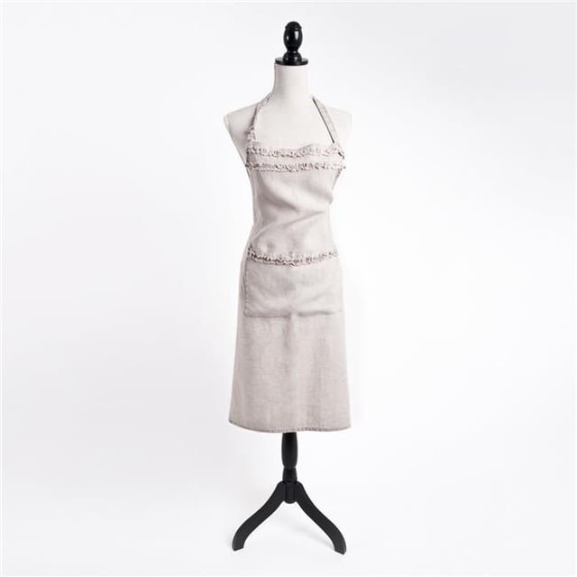 Saro Lifestyle 1021.T01 Fringed Design Linen Apron - Taupe