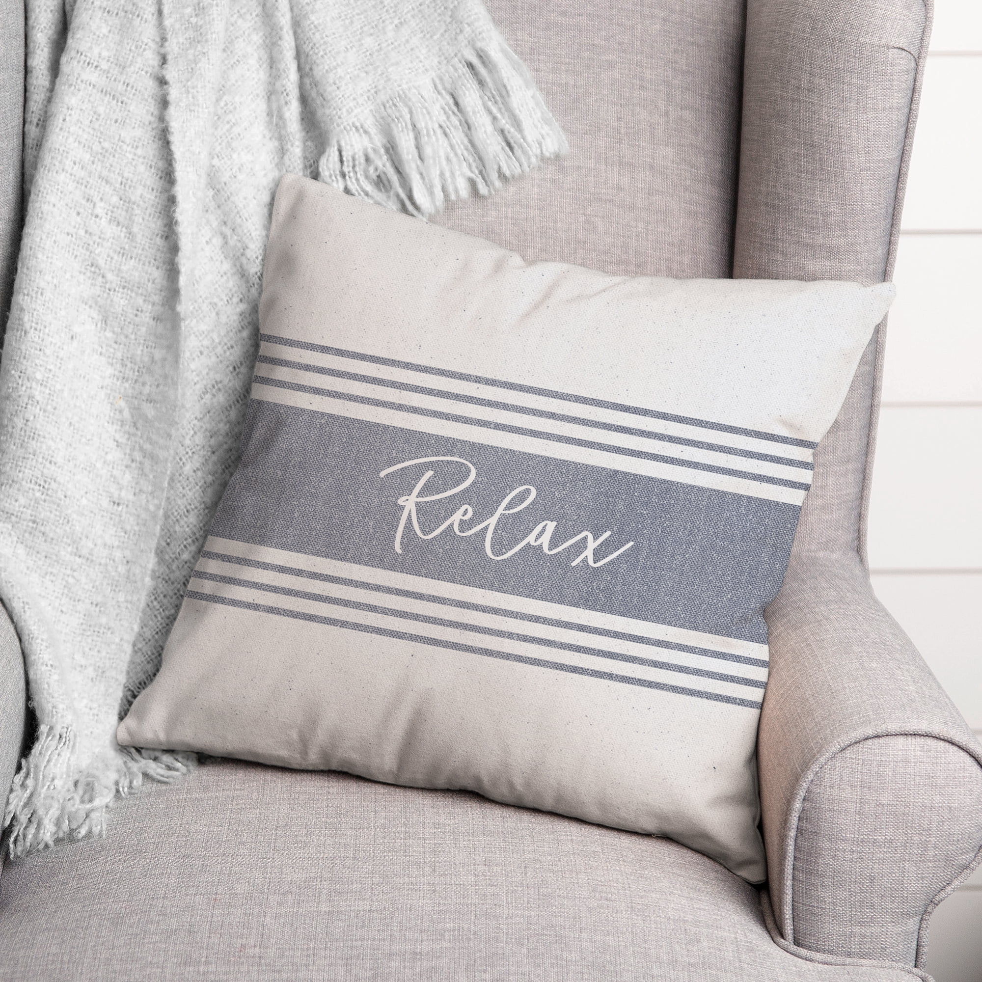 Creative Products Relax Linen Blue 18 x 18 Indoor / Outdoor Pillow