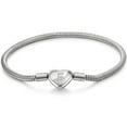 thumbnail image 5 of murtoo initial heart bracelet stainless steel snake chain letter charm jewelry 7.5 inch for women, 5 of 10