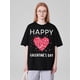 thumbnail image 1 of Valentine's Day Love Heart Tee, 100%cotton, Casual Round Neck Short Sleeve T-Shirt For All Seasons, Camisetas para mujer, lindas camisetas con estampado gráfico, de manga corta, estilo casual, para ve, 1 of 8