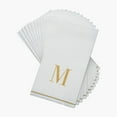 thumbnail image 3 of Fonteme Linen-Feel Guest Towels | 14 Gold Letter 'M' White Paper Dinner Napkins, Alegreya Font, air-laid Material [14PK], 3 of 3