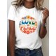 thumbnail image 1 of Love and Peace Graphic T-Shirt | Short Sleeve Crew Neck Casual Top with Peace Symbol, Medium Stretch Fabric, Suitable for Summer and Spring Everyday Wear, Opaque Material, 1 of 6